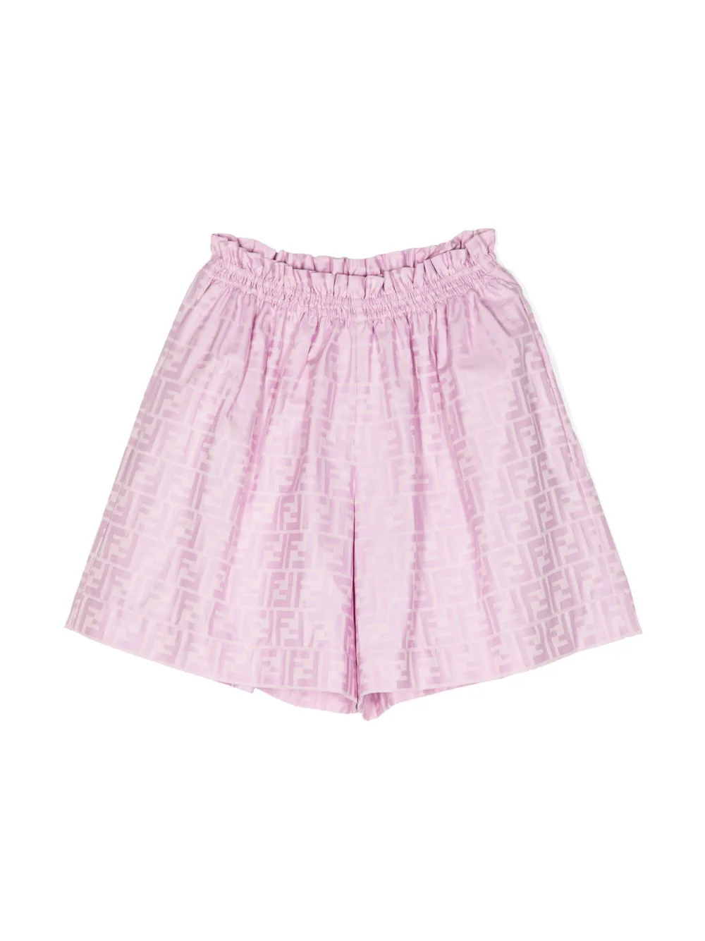 Fendi Kids' Ff Logo-pattern Cotton Shorts In Purple