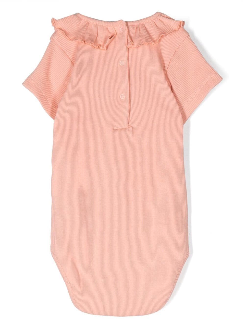 Shop Knot Ruffle-collar Ribbed-knit Body In Pink