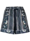 Pierre-Louis Mascia floral-print short shorts - Blue