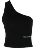 Calvin Klein logo-embroidered one-shoulder crop top - Black