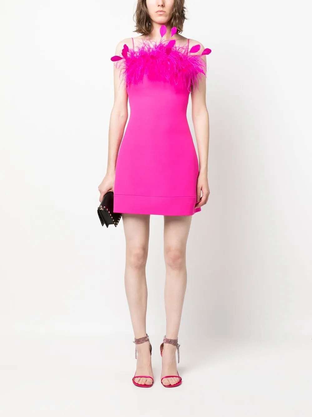 Image 2 of Safiyaa feather-detail sleeveless short dress