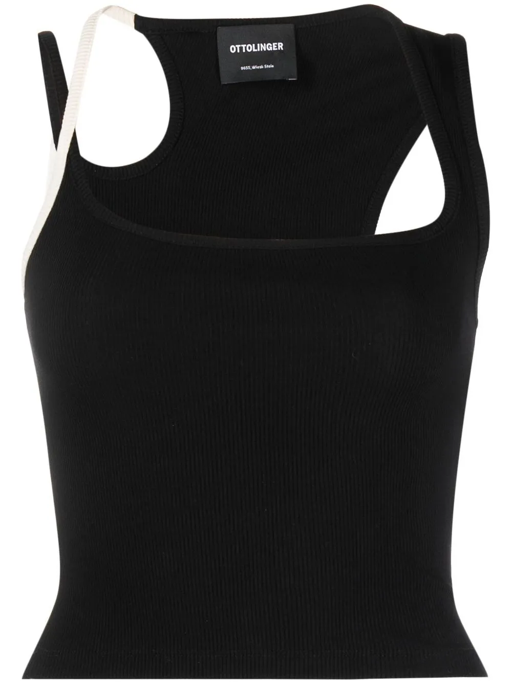 Ottolinger top asimétrico tejido de canalé - Negro
