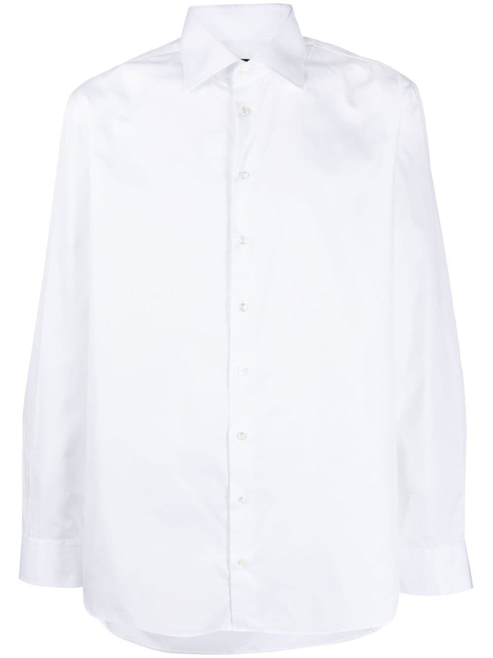 Shop Giorgio Armani Button-up Cotton Shirt In 白色