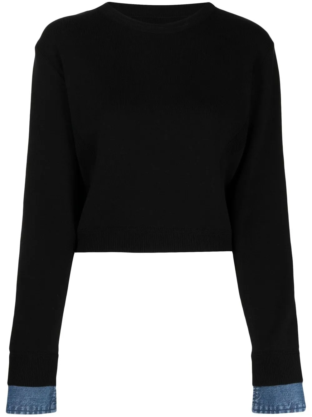 

Juun.J contrasting-cuffs cropped jersey - Black