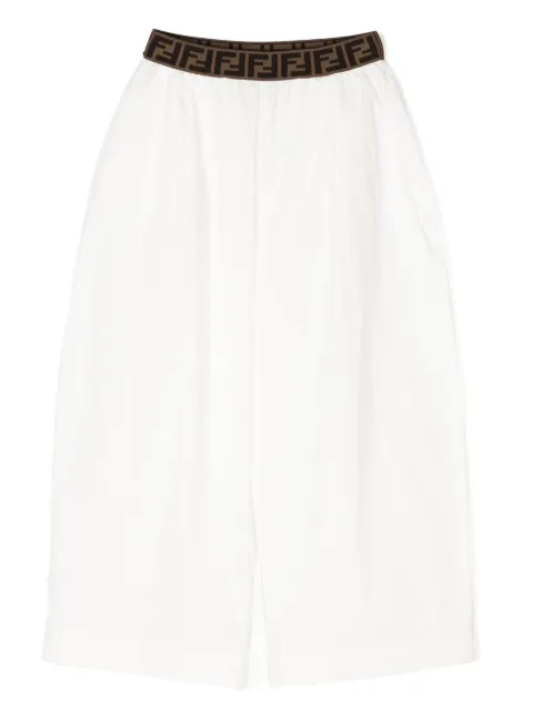 Fendi Kids logo-waistband wide-leg trousers