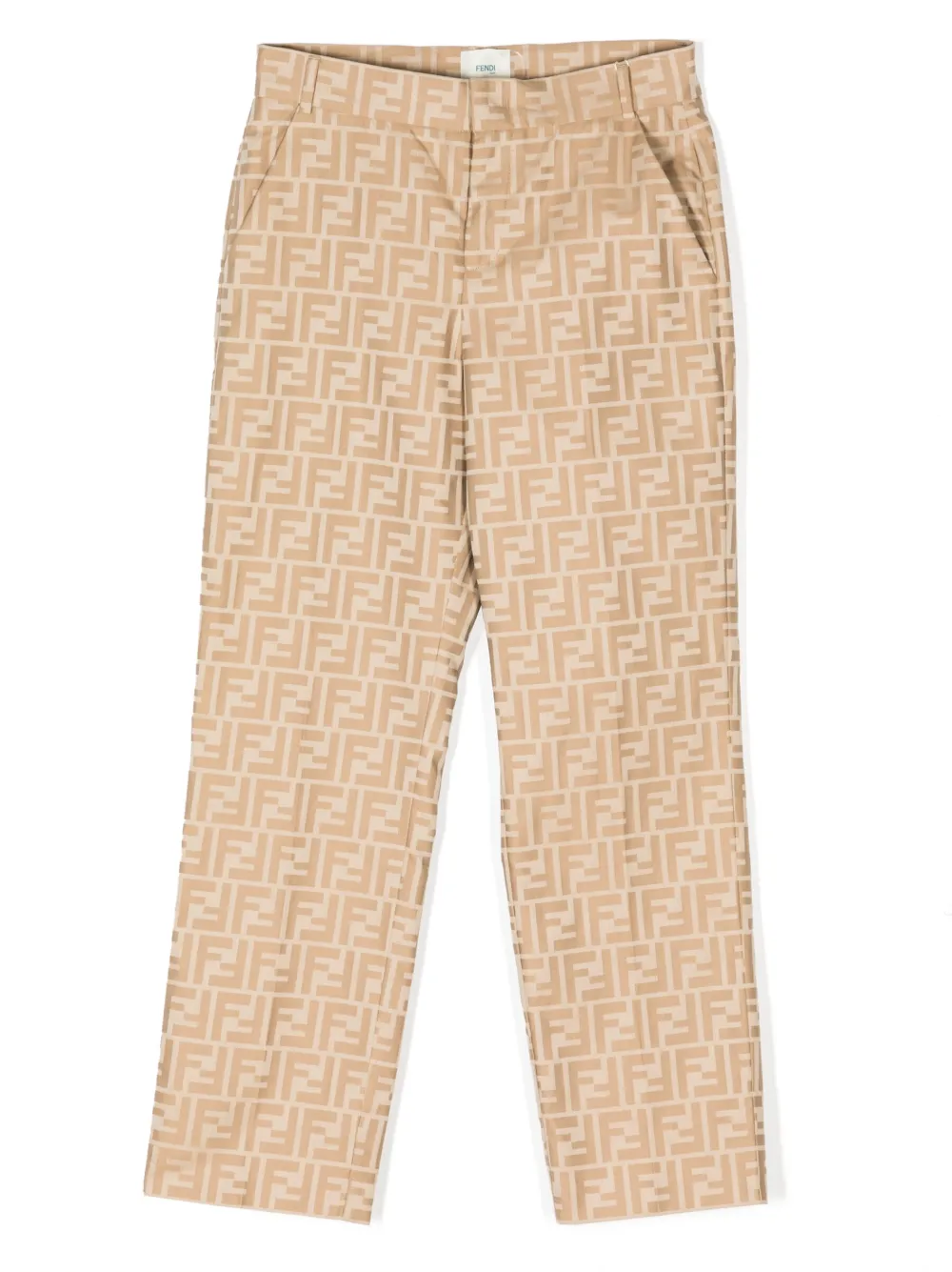 Fendi Kids' Ff Logo-print Trousers In Yellow