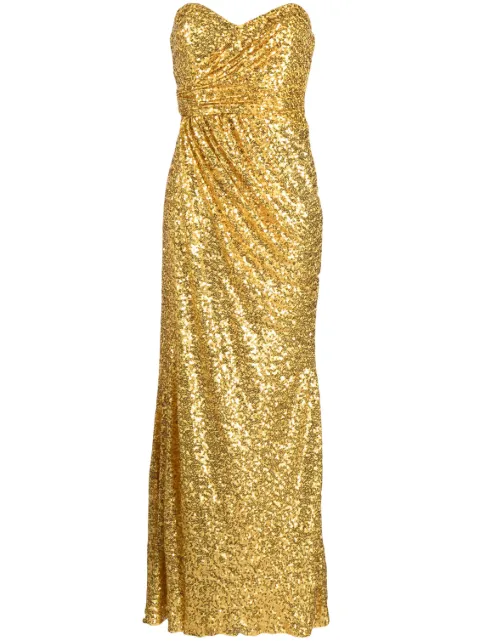 Badgley Mischka sequin-embellished strapless dress