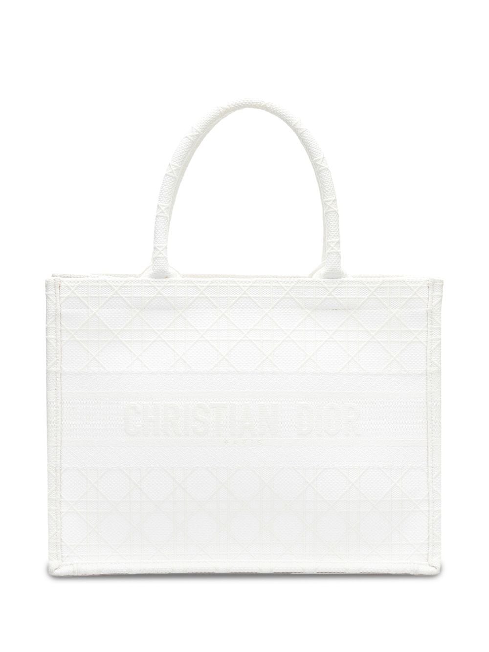 Pre-owned Dior  Medium Book Tote Bag In White
