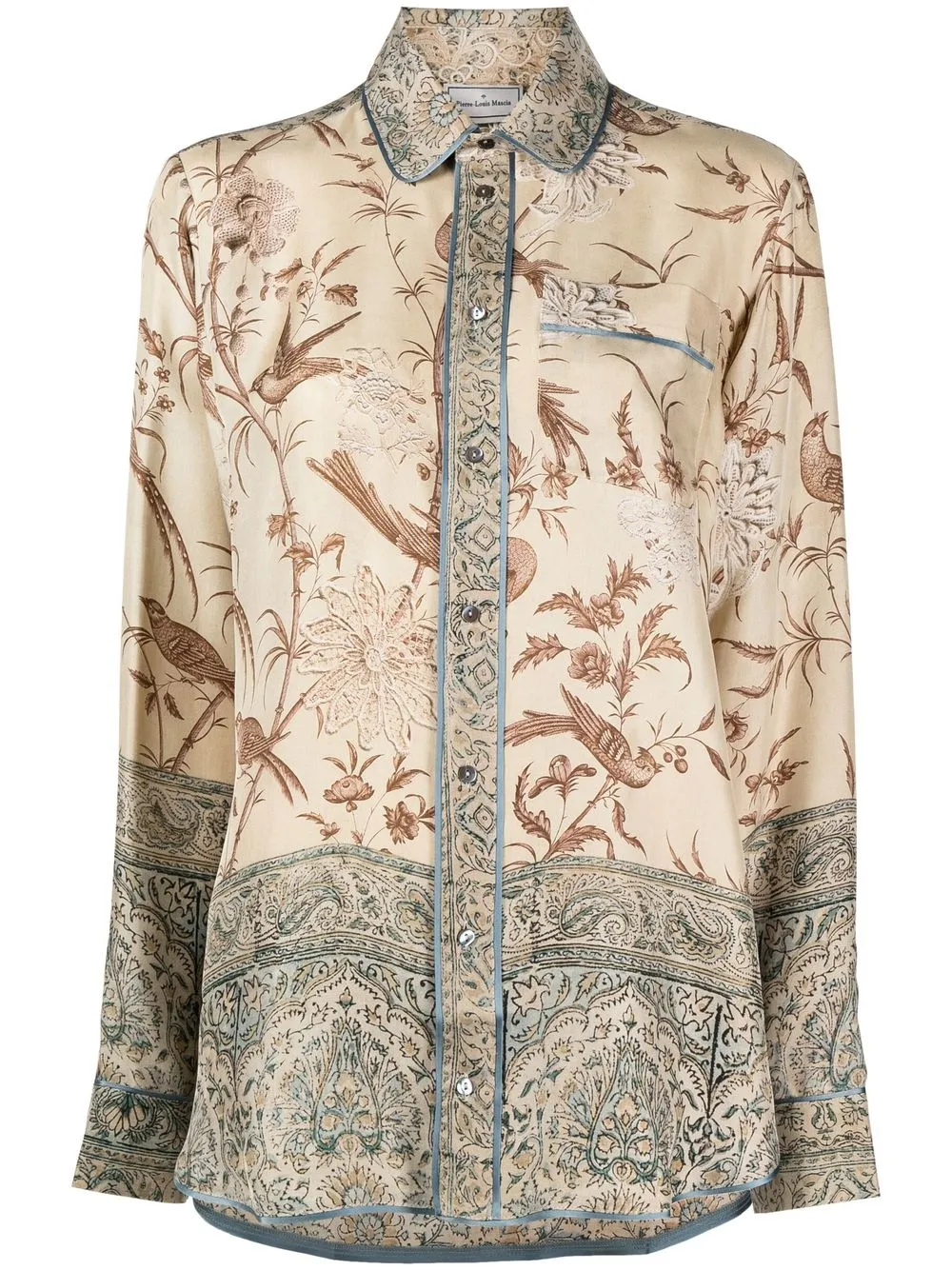

Pierre-Louis Mascia camisa de seda con estampado floral - Marrón