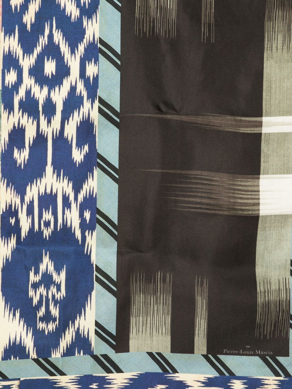 Shop Pierre-louis Mascia Silk Mix-pattern Square Scarf In Blue