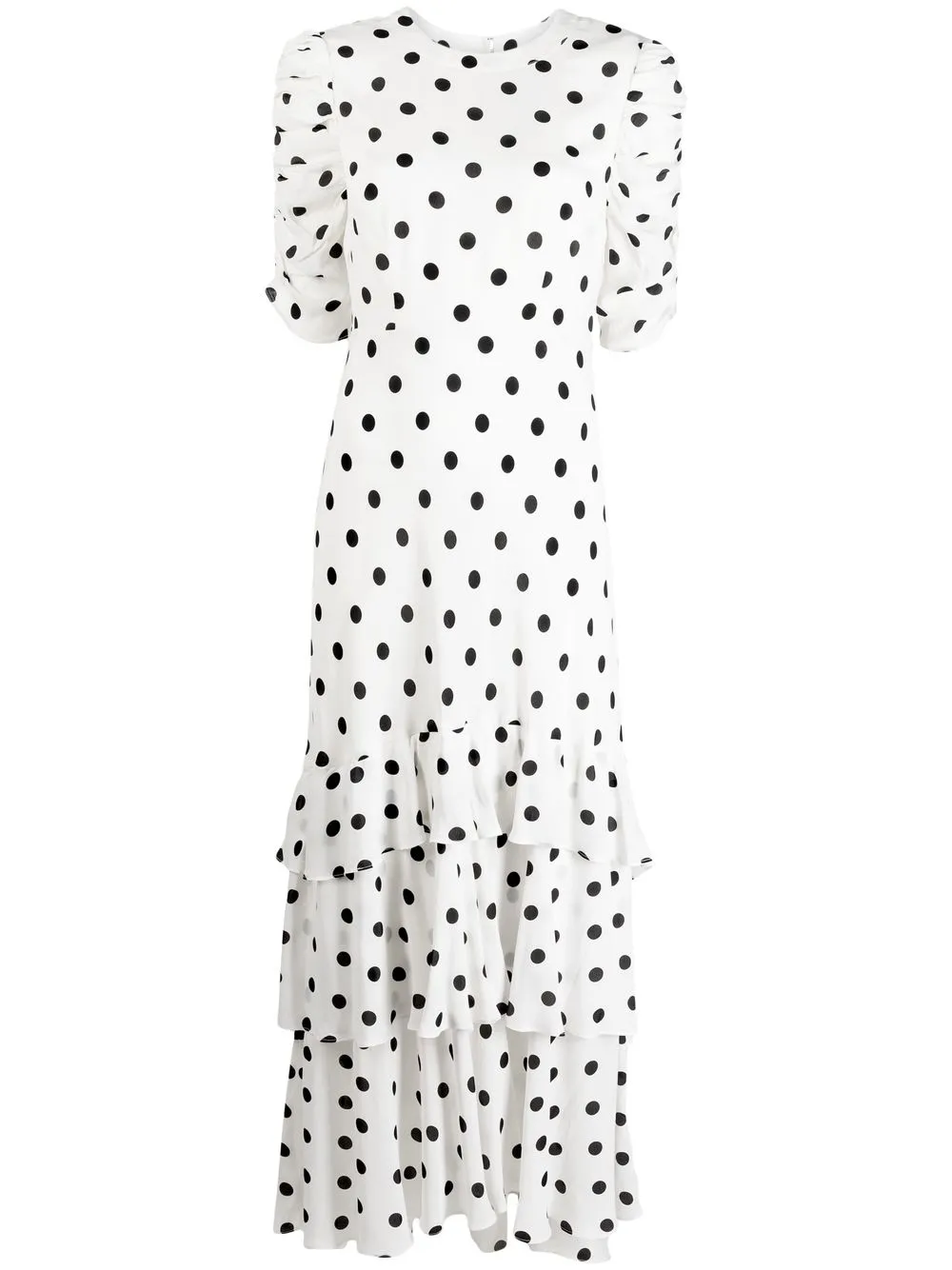 

Rixo polka dot-print ruffled dress - White