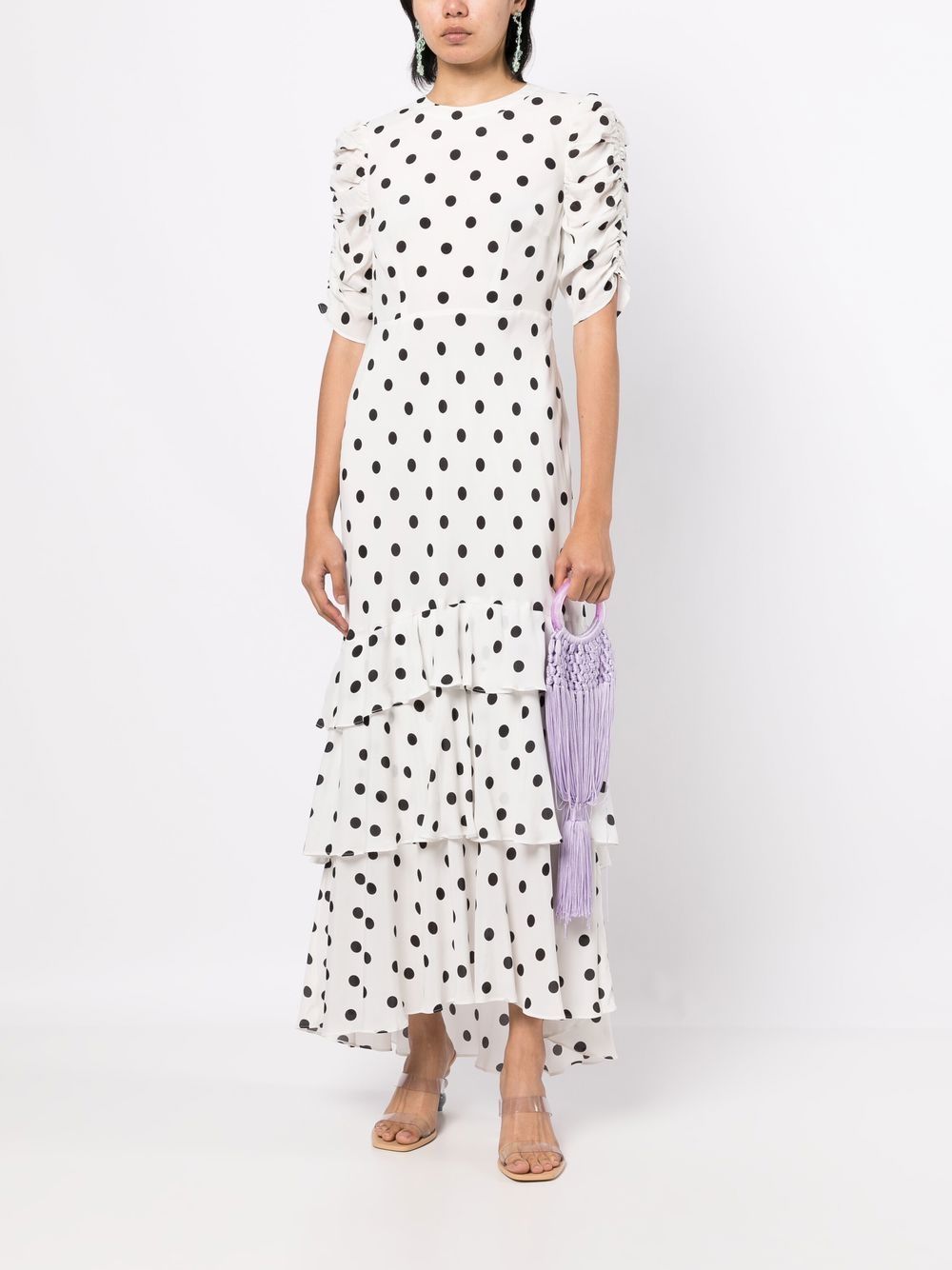 Rixo Polka dot-print Ruffled Dress - Farfetch