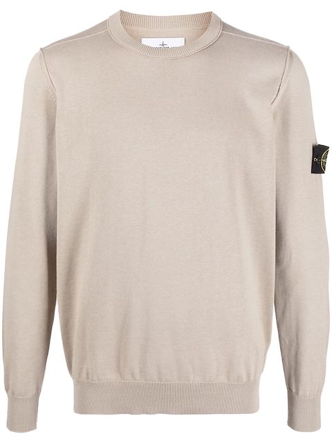 Stone Island arm-patch plain cotton jumper