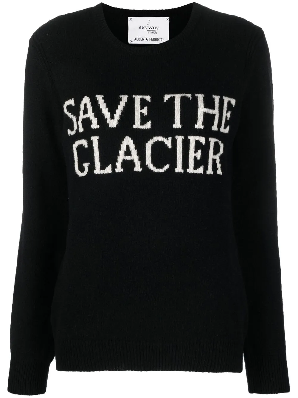 

Alberta Ferretti intarsia-knit slogan jumper - Black