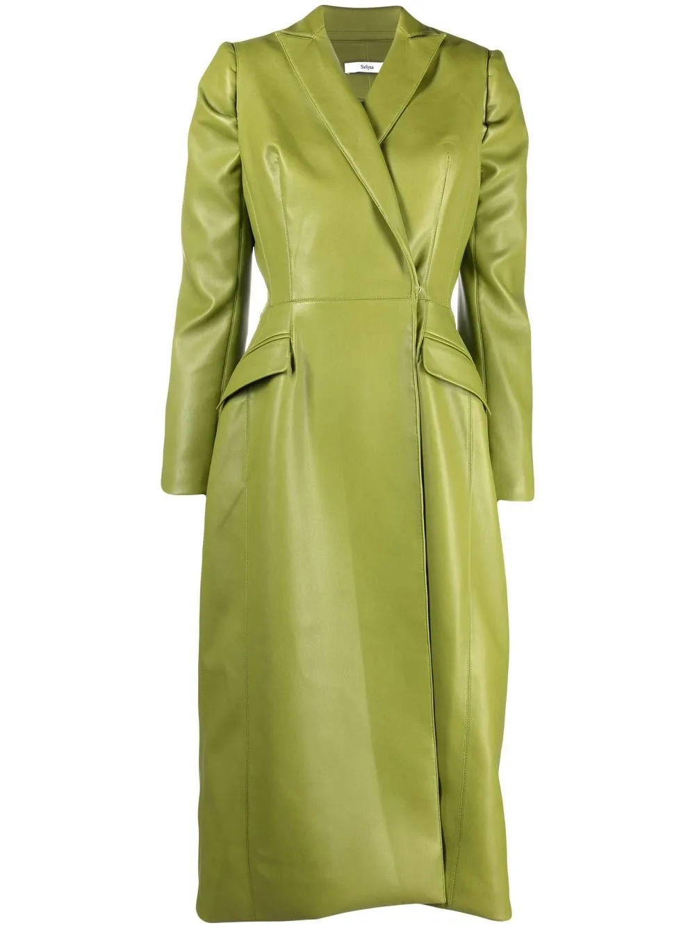 

Safiyaa faux-leather layered trench coat - Green