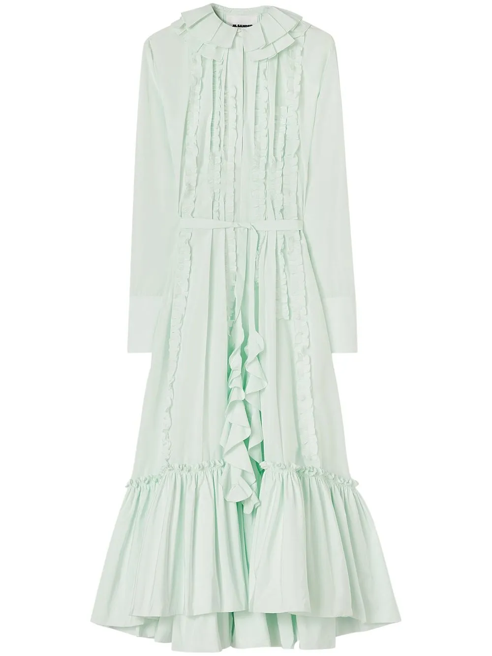 

Jil Sander vestido plisado con detalle de volantes - Verde