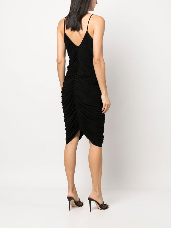 Black ruched midi dress