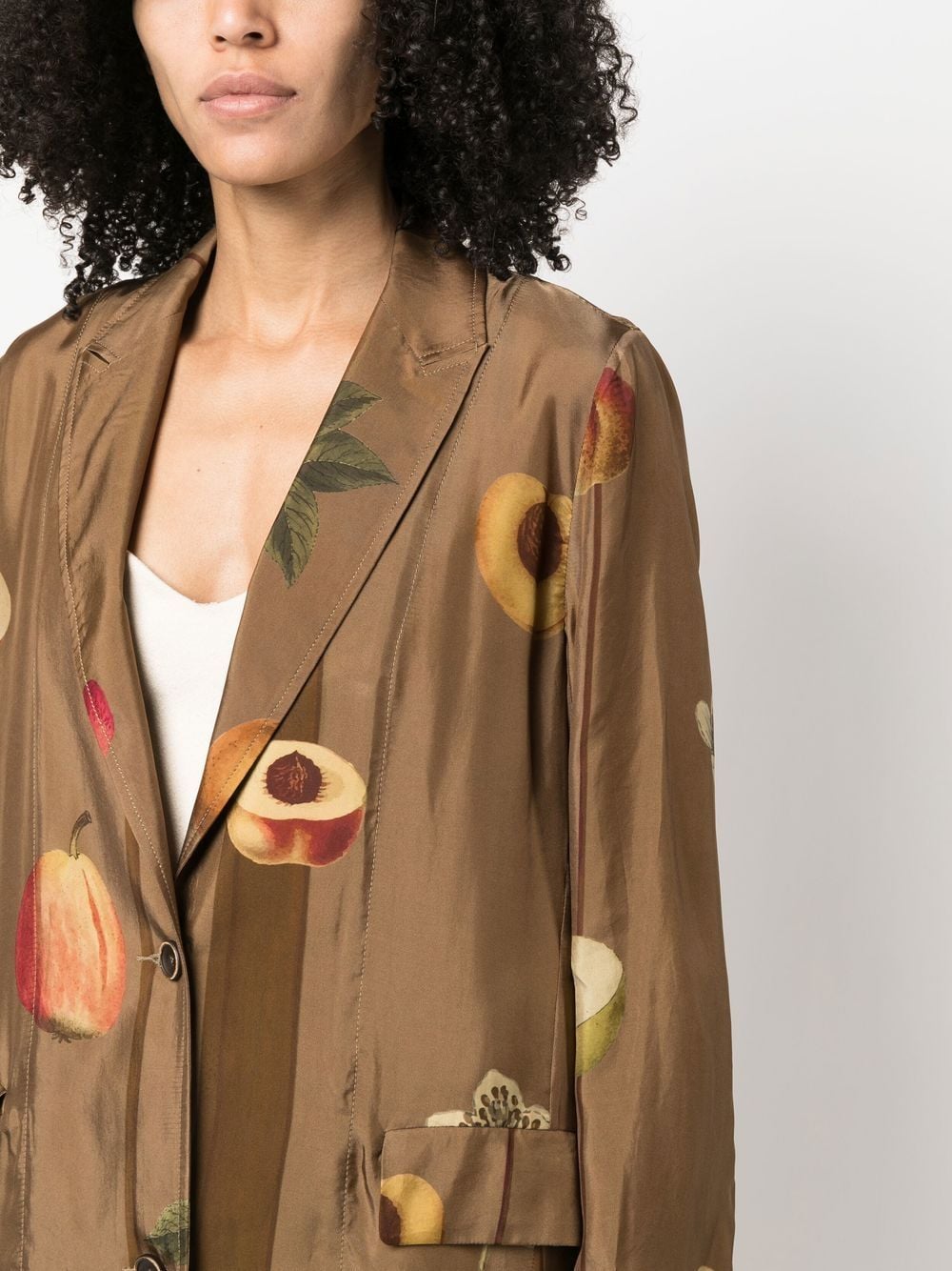 Shop Uma Wang Fruit-print Single-breasted Coat In 褐色