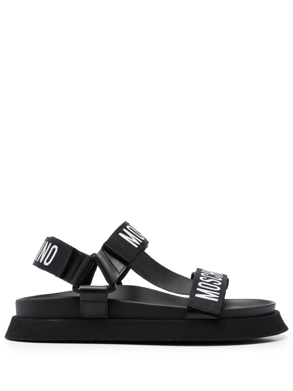 Moschino Jacquard-logo Strap Sandals In Black