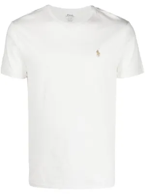 Polo Ralph Lauren embroidered-logo Cotton T-shirt | White | FARFETCH