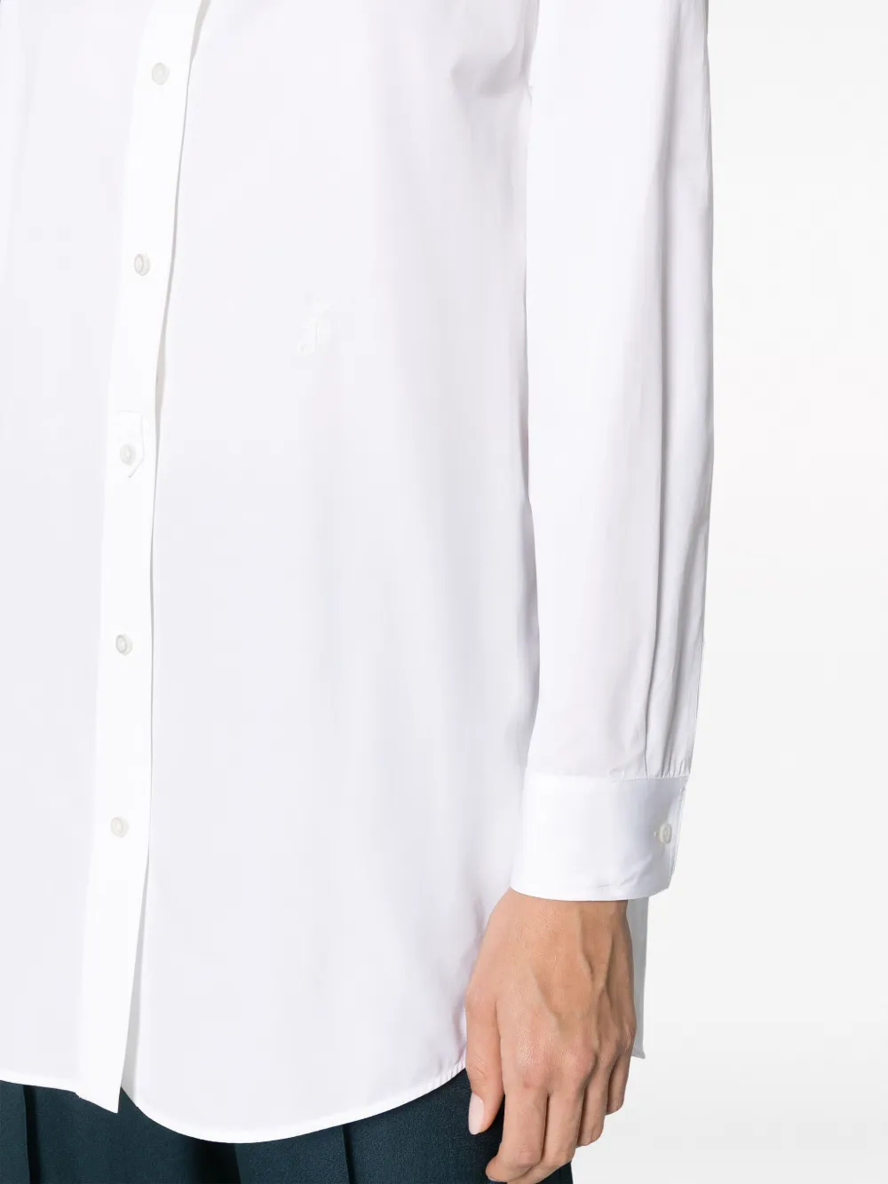 Shop Jil Sander Band-collar Cotton Poplin Shirt In Weiss