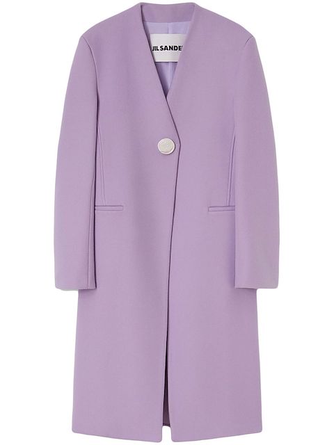 Jil Sander Cappotto monopetto con scollo a V