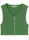 Jil Sander zip-up ribbed crop top - Green