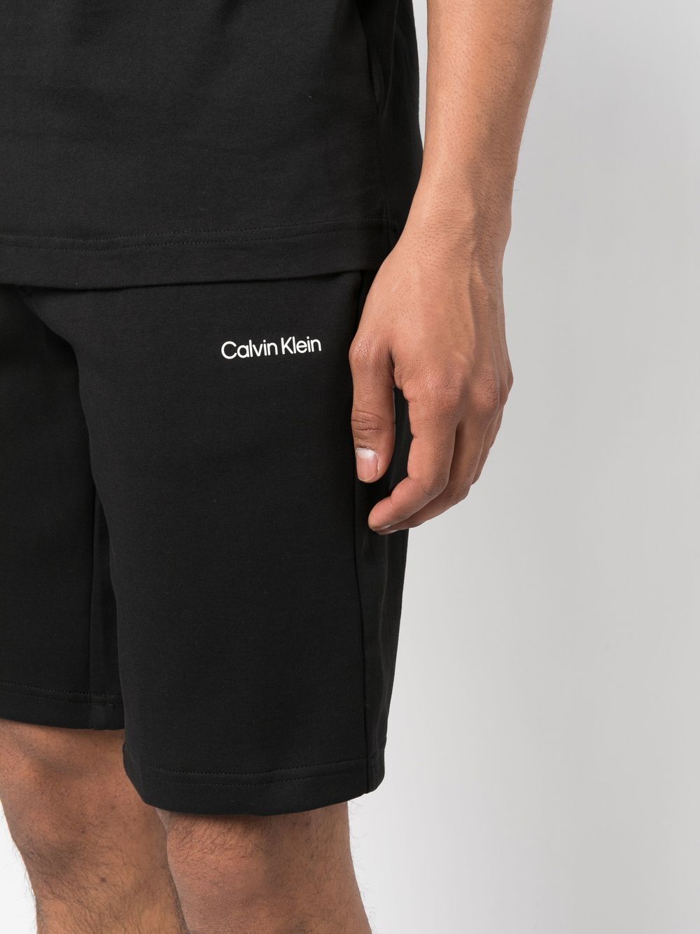 Shop Calvin Klein Logo-print Detail Shorts In Black