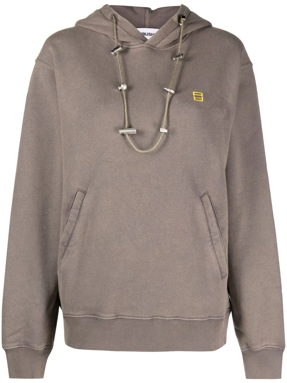 

AMBUSH logo-embroidered drawstring-detail hoodie - Grey