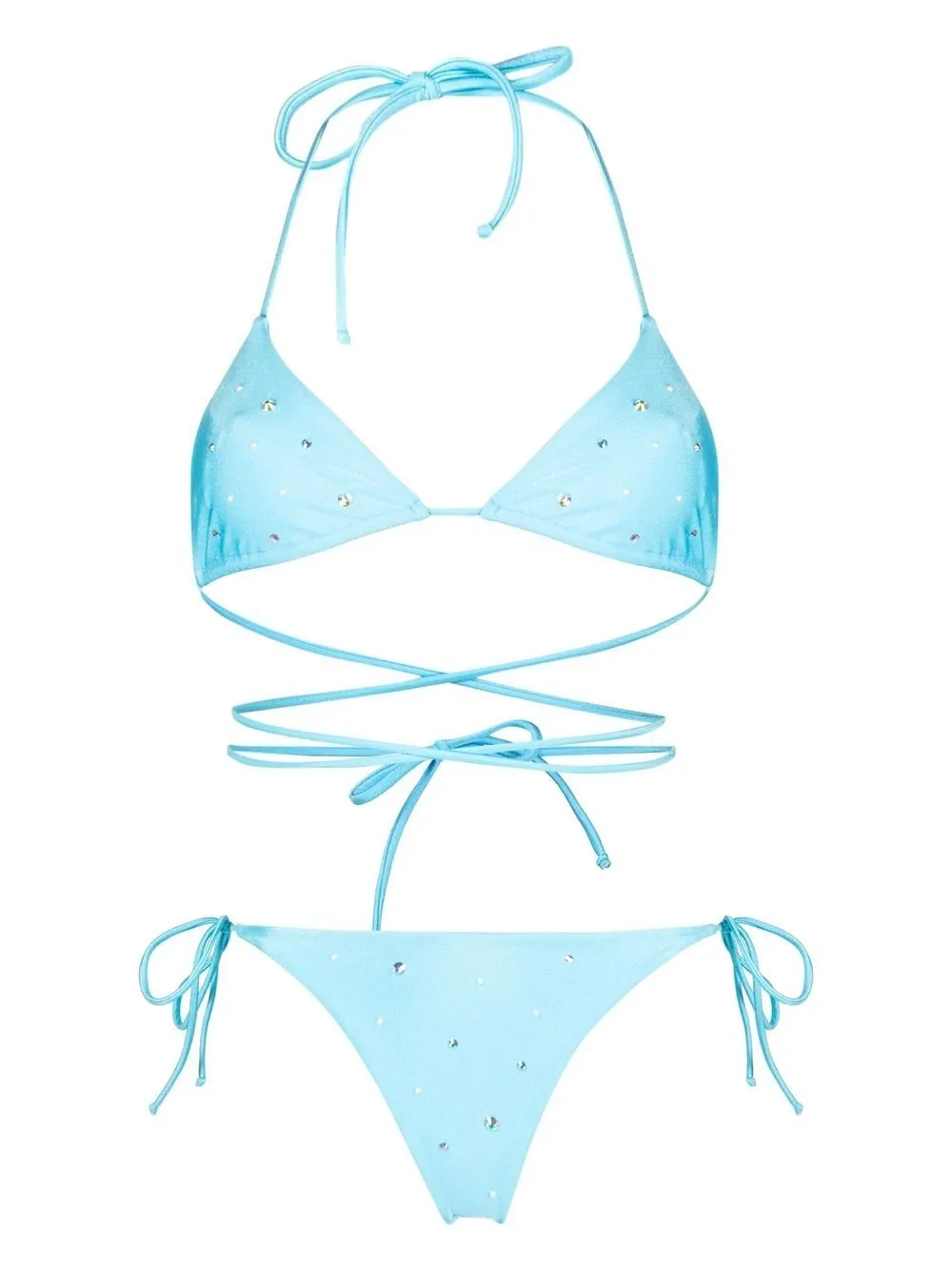 

Alessandra Rich crystal-embellished triangle-cup bikini set - Blue