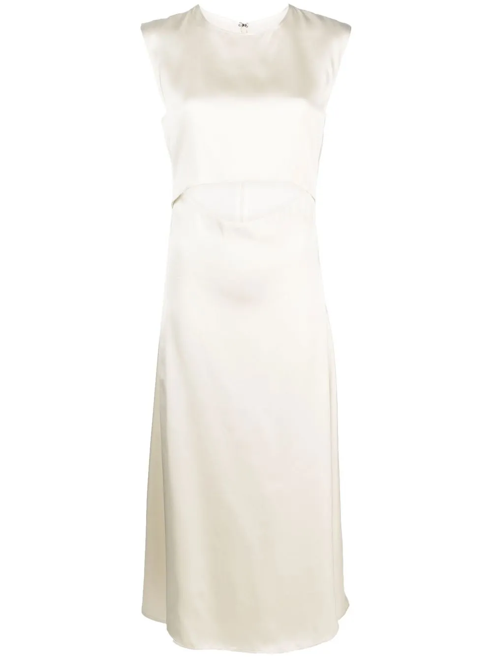 Loulou Studio Copan Viscose Satin Midi Dress In Neutrals
