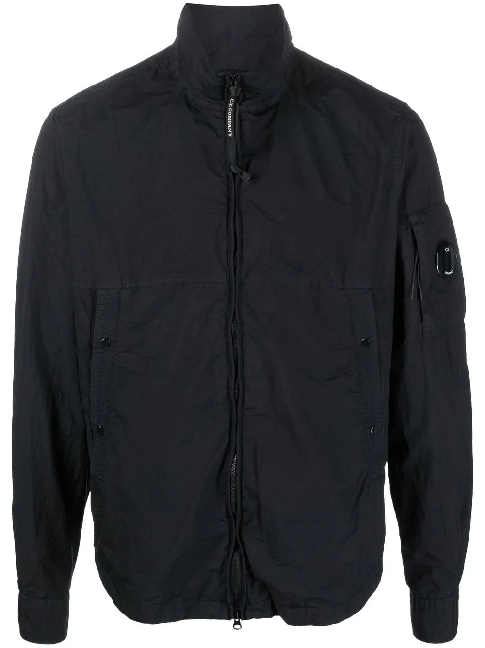 

C.P. Company logo-patch funnel neck jacket - Black