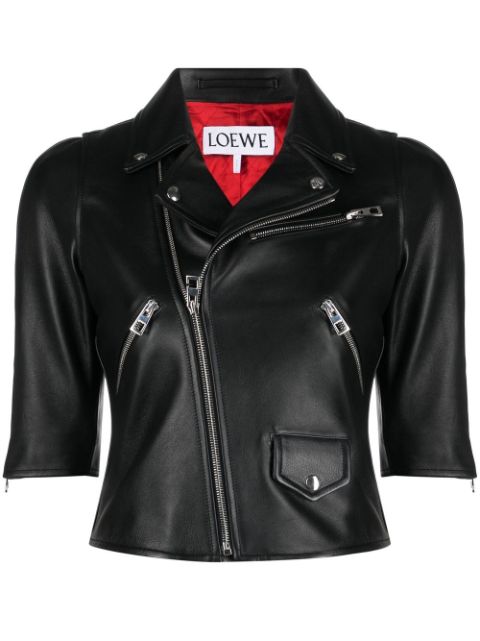 LOEWE three-quarter sleeve leather jacket