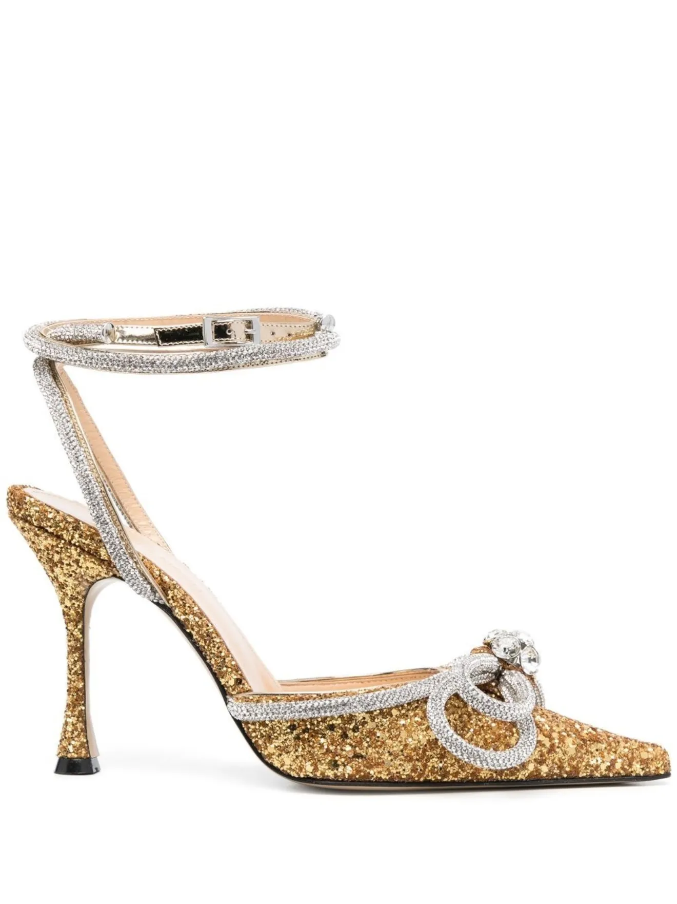 MACH u0026 MACH Double Bow glitter pumps gold | MODES