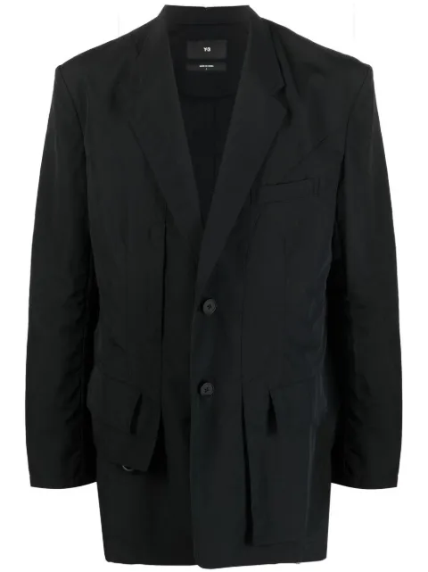 Y-3 CR Nyl crease-effect single-breasted blazer