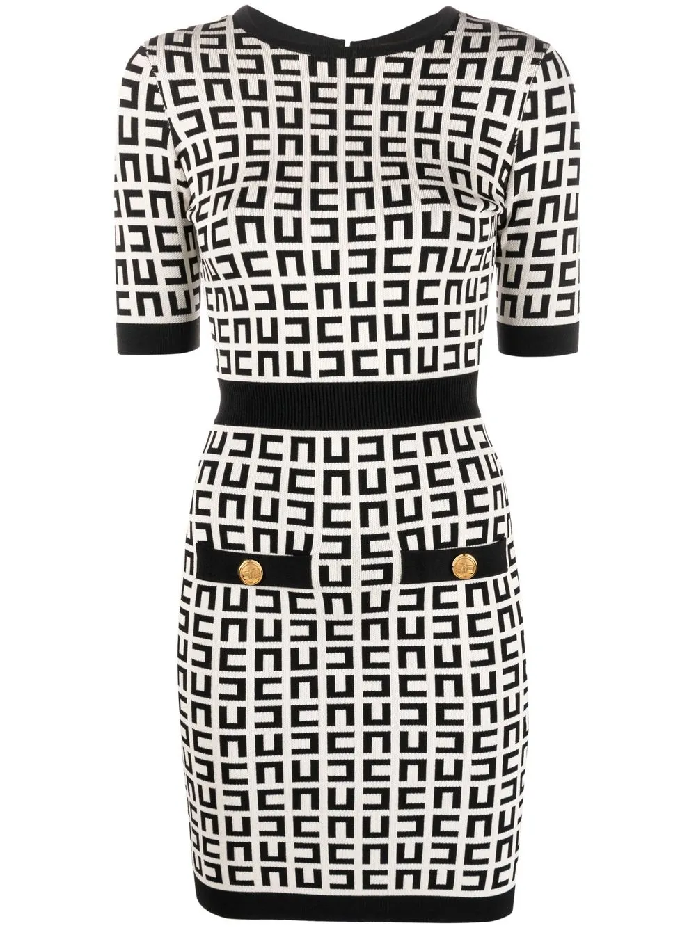 

Elisabetta Franchi all-over logo-print mini dress - Neutrals