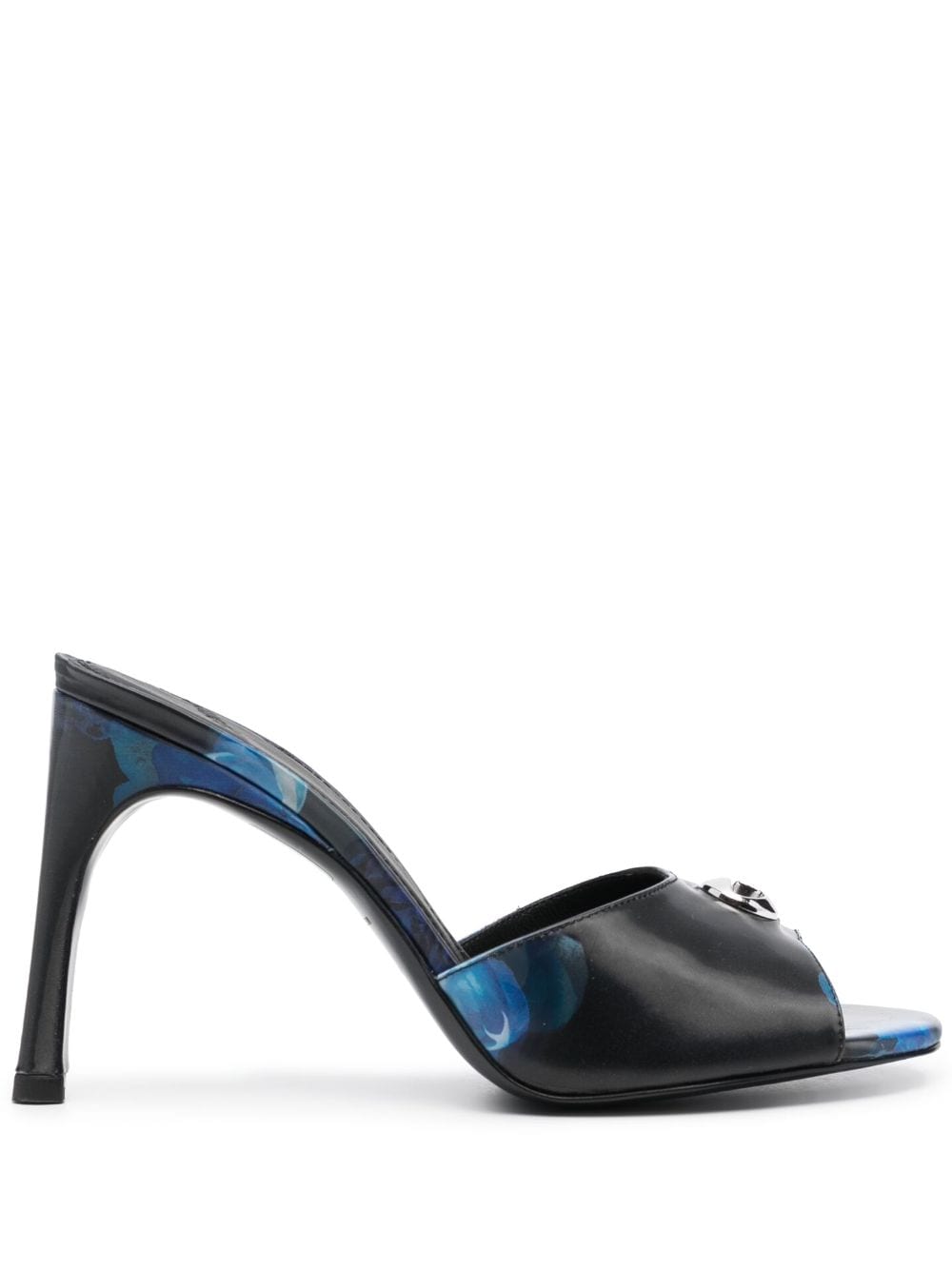 Shop Coperni Logo-plaque Holographic-print Mules In Black