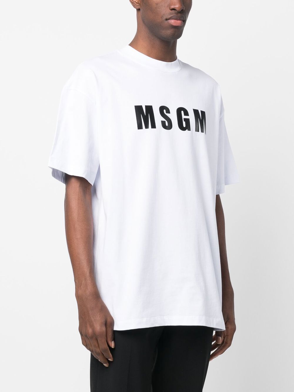 Shop Msgm Logo-print Crew Neck T-shirt In Weiss