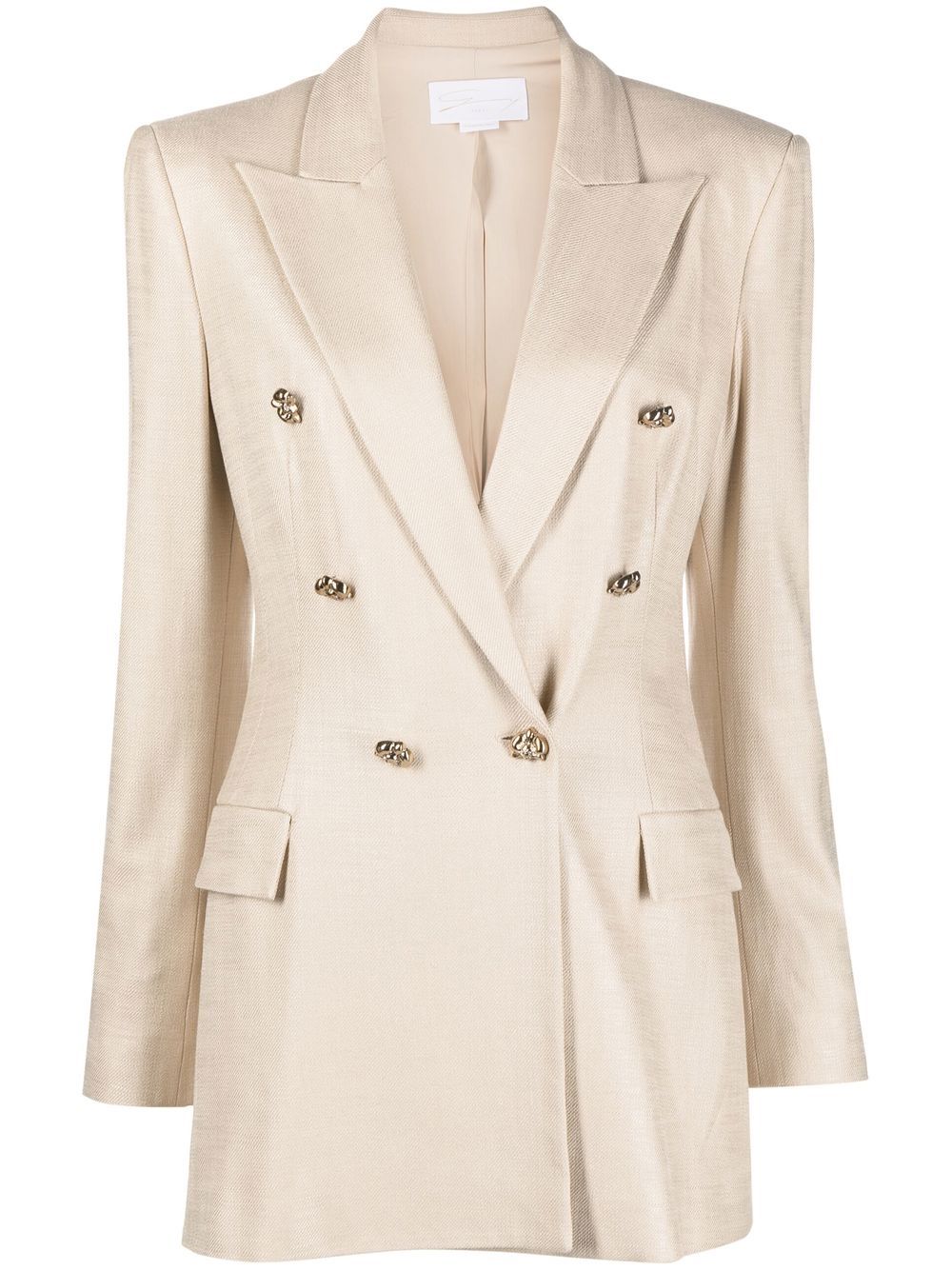 Shop Genny Giacca Double-breasted Blazer In Neutrals