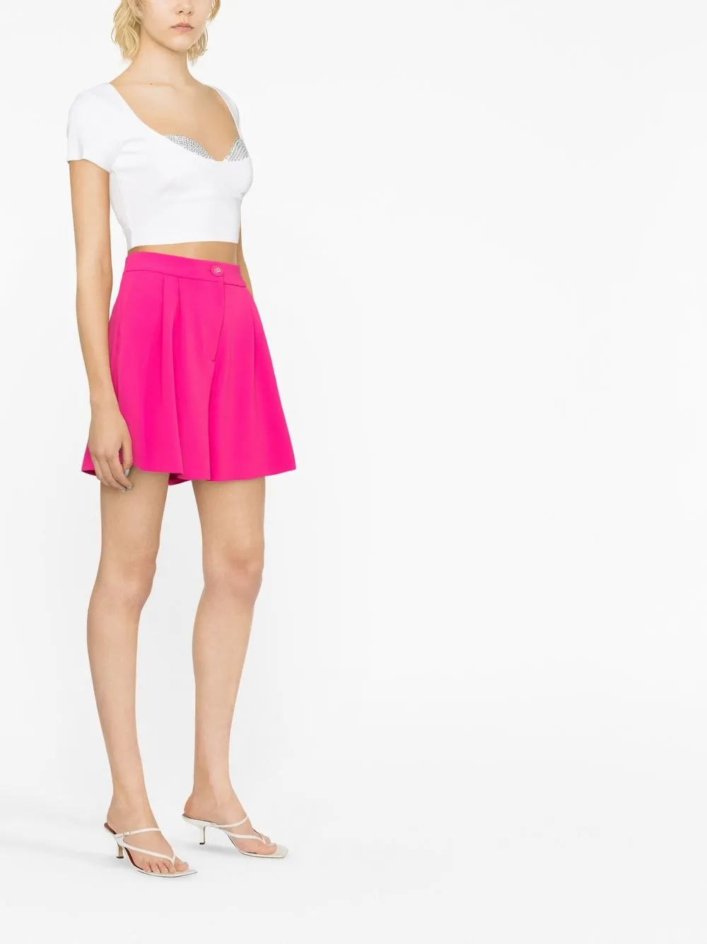 Box-Pleated Wide Leg Shorts
