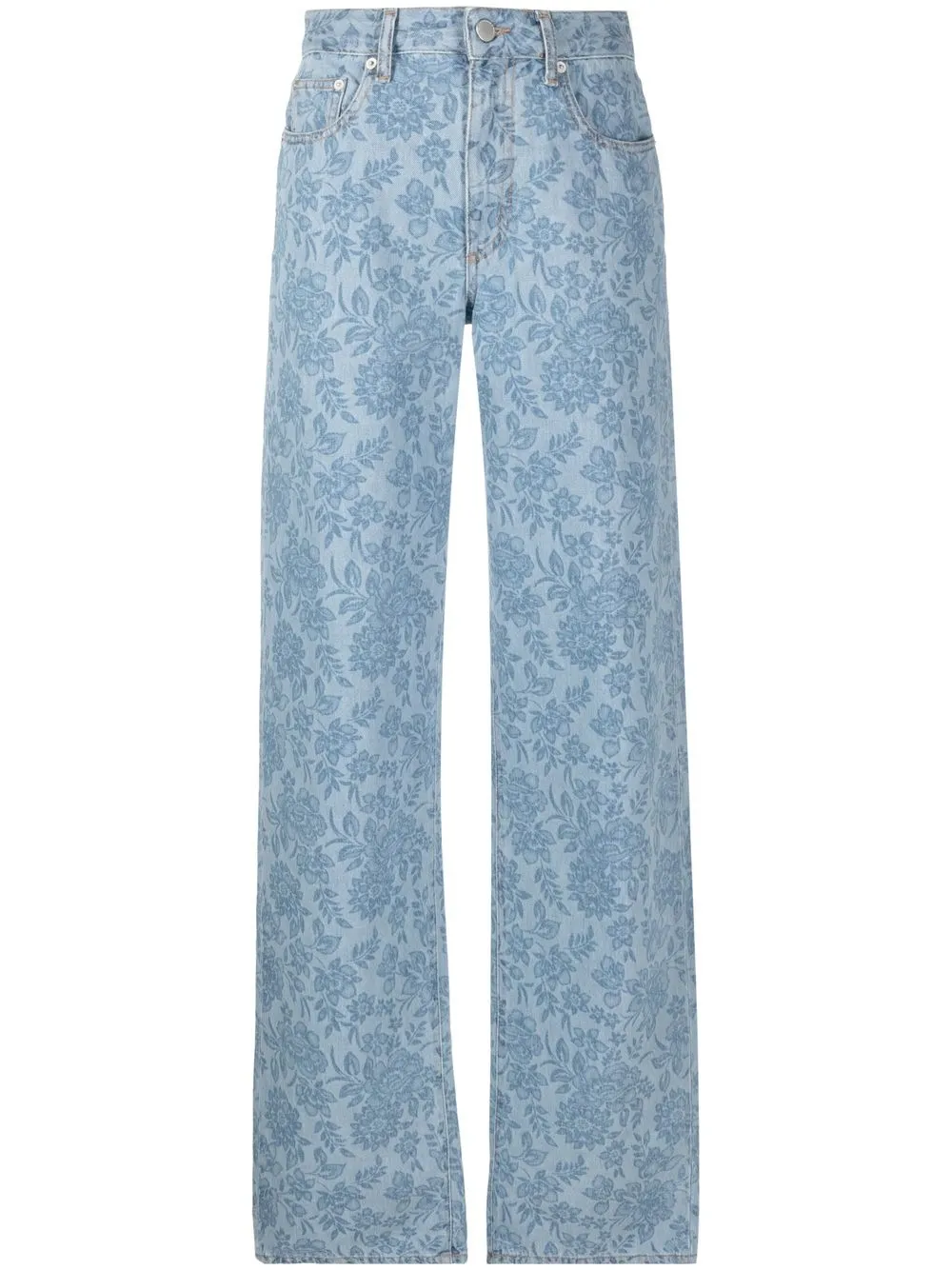 

Alessandra Rich floral-print straight-leg jeans - Blue