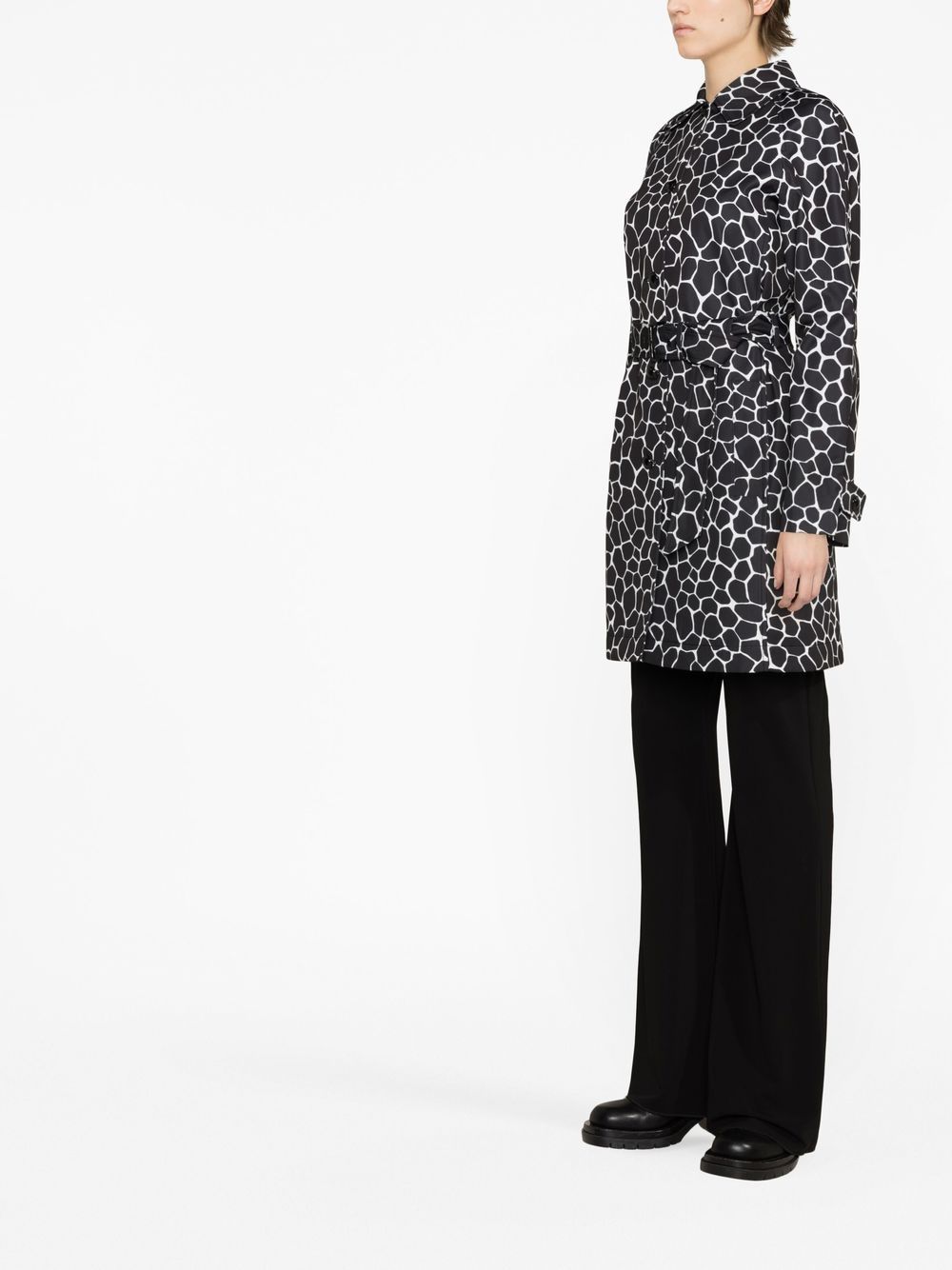 Shop Michael Michael Kors Animal Print Belted Trench Coat In Black