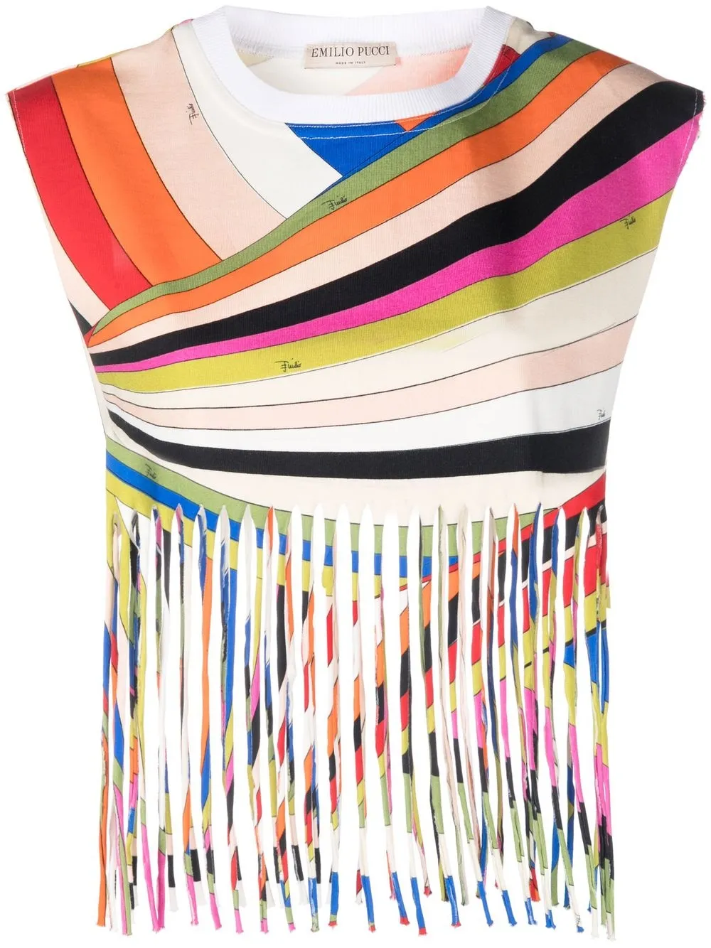 

PUCCI abstract-print fringed vest - White