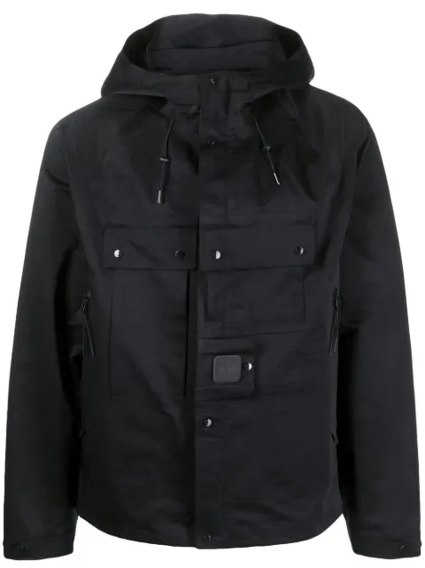 logo-patch zip-up hooded jacket