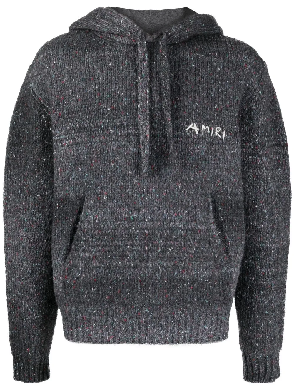 

AMIRI logo-embroidery knitted hoodie - Grey