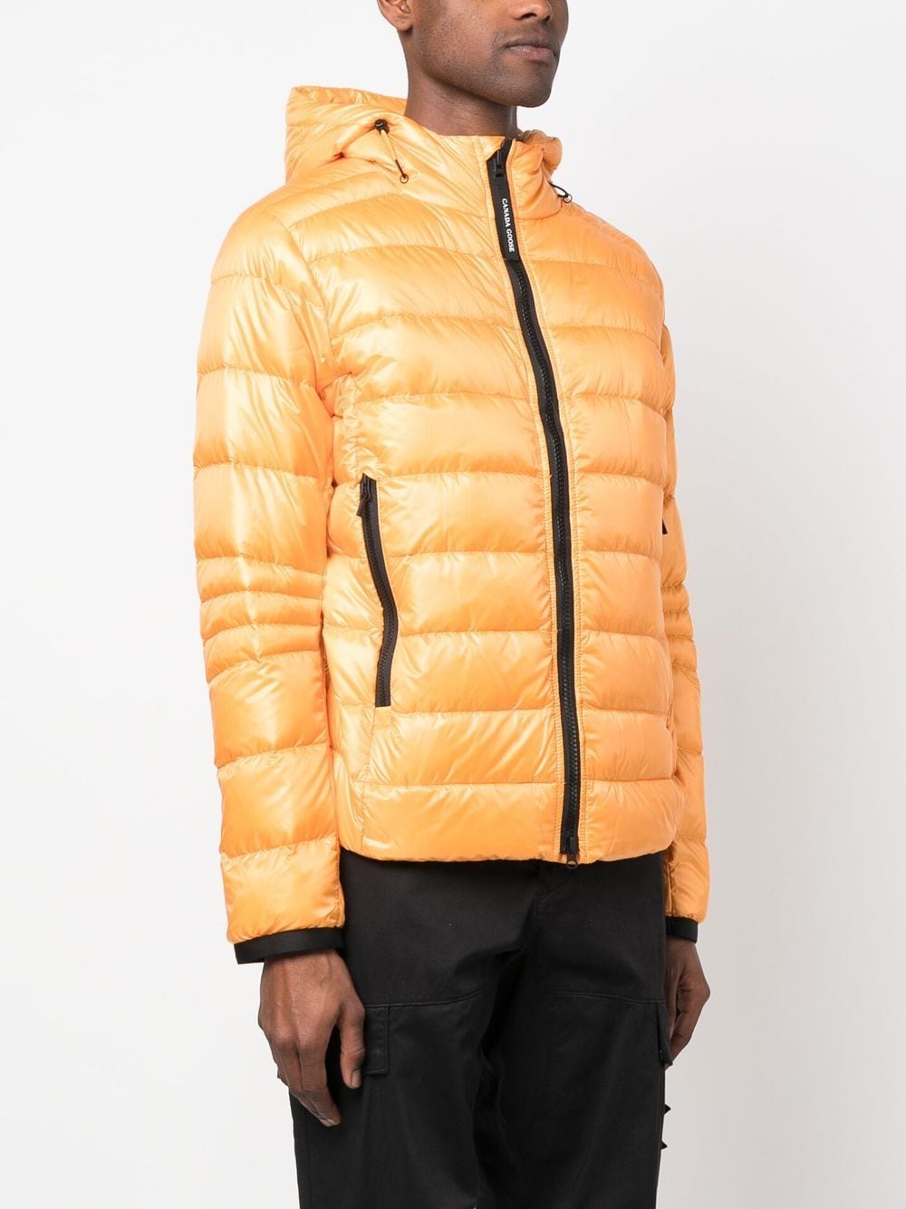 Shop Canada Goose Logo-patch Hooded Puffer Jakcet In 橘色