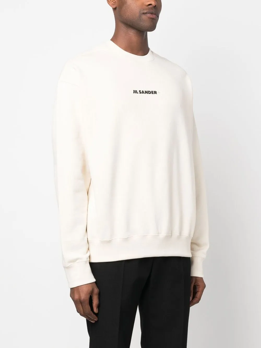 Shop Jil Sander Logo-print Crew Neck Sweatshirt In 中性色