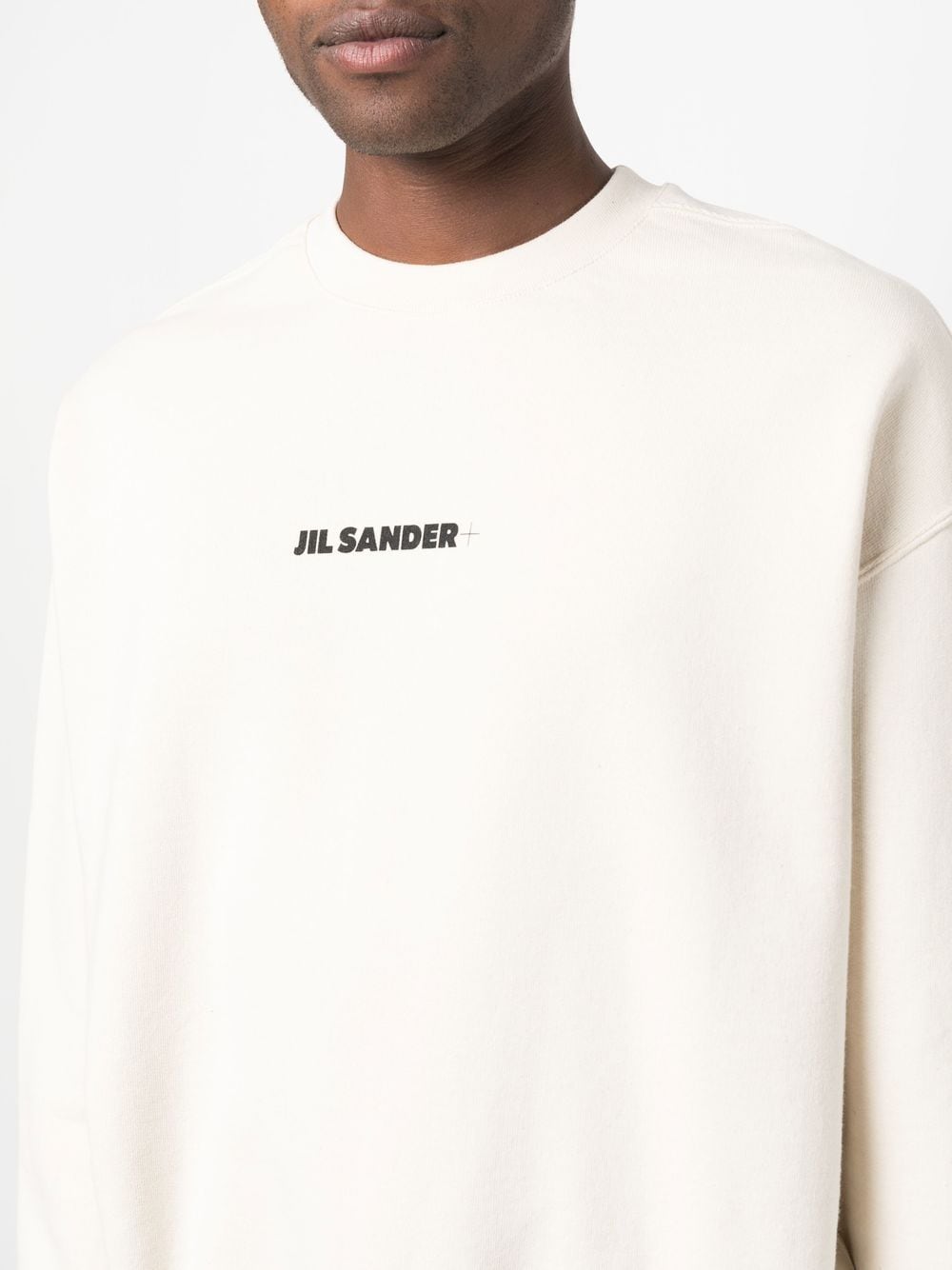 Shop Jil Sander Logo-print Crew Neck Sweatshirt In 中性色