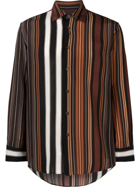 ETRO striped long-sleeve silk shirt