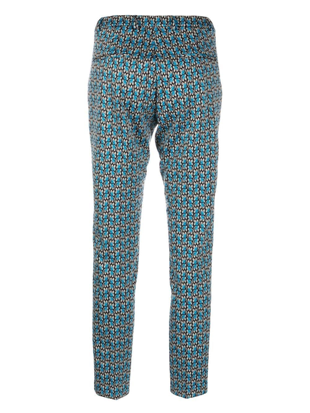 Seventy Broek met bloemenprint - Blauw